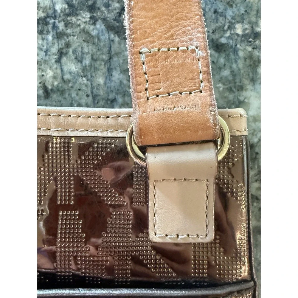 MICHAEL KORS JET SET SIGNATURE FLAT CROSSBODY 7X8.75 Cocoa LEATHER BAG